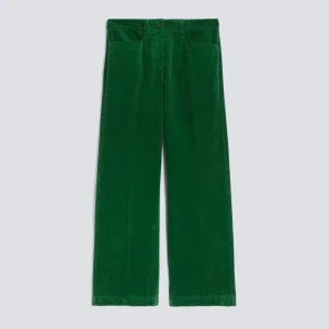 PANTALONE IN VELLUTO A COSTE - SMERALDO